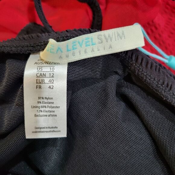 Sea Level Swim Messina One-Shoulder Tie Waist One-Piece Swimsuit NWOT 10 Black - Picture 5 of 5